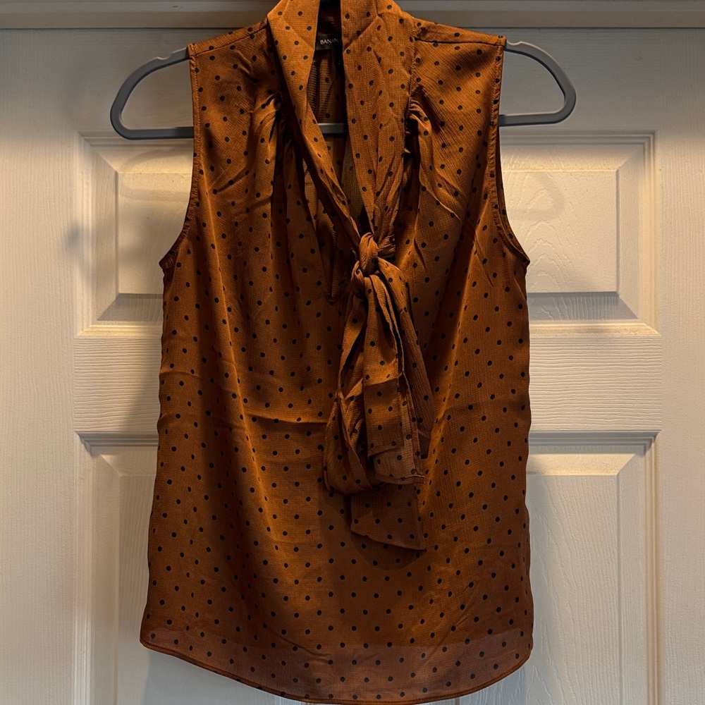 Banana Republic Brown Polka Dot Tie Blouse